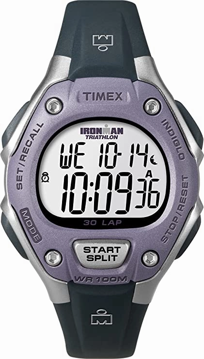 Timex Women's Ironman 30-Lap Digital Quartz Mid-Size Watch, Grey/Lilac - T5K410