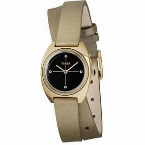 Timex Women's Watch - Milano Quartz Black Dial Beige Leather Strap | TW2R69800