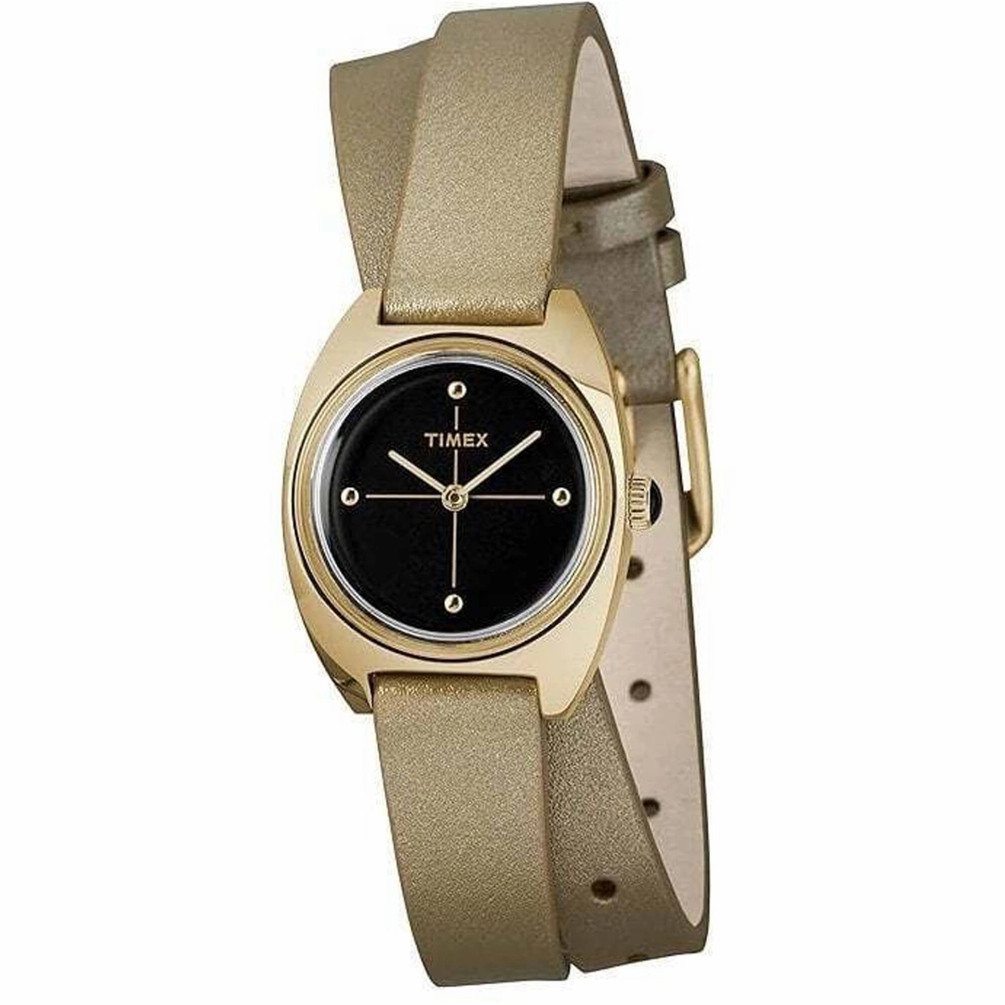 Timex Women's Watch - Milano Quartz Black Dial Beige Leather Strap | TW2R69800