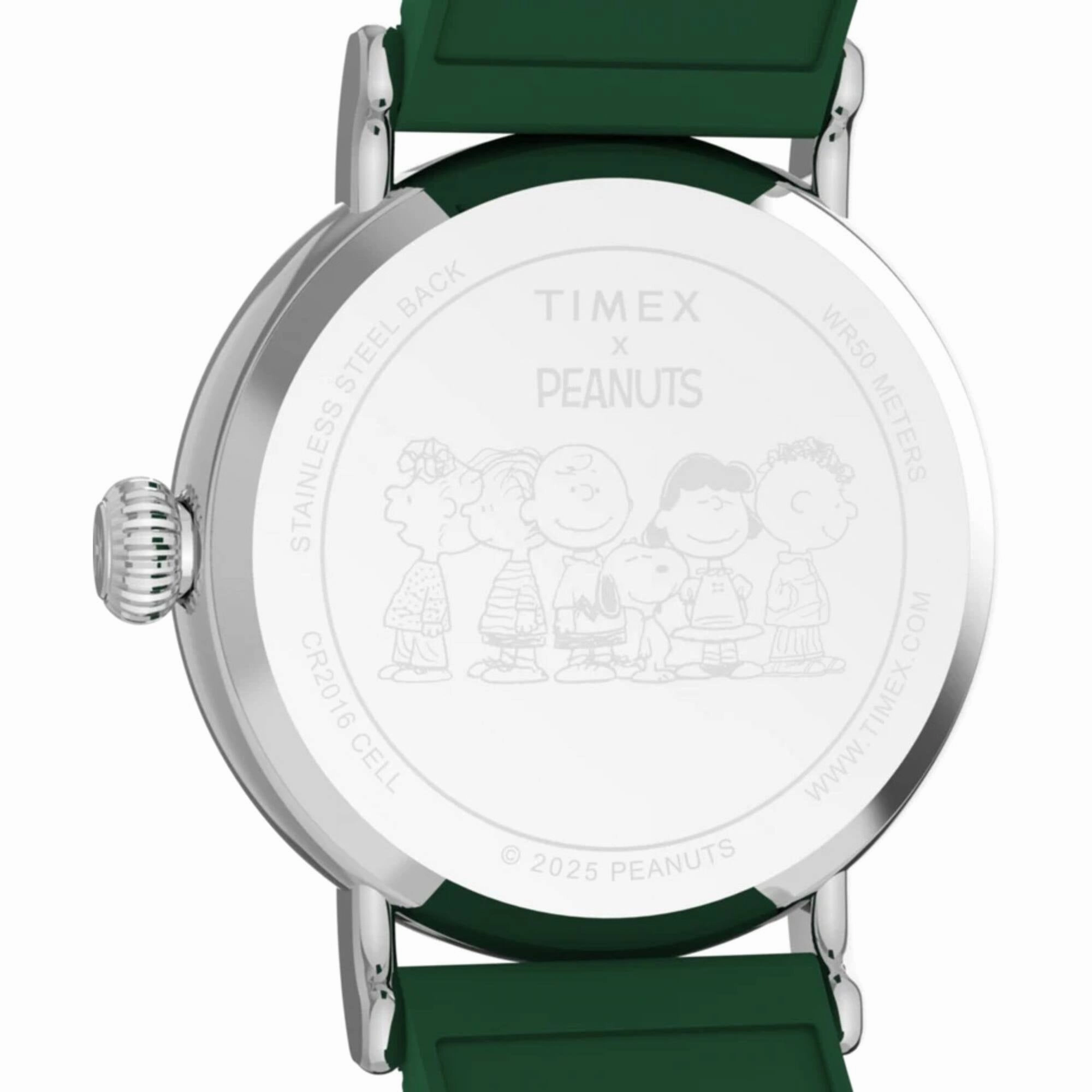 Timex Women's Watch - Peanuts White Dial Green Synthetic Rubber Strap | TW2W78900