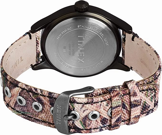 Timex x Mossy Oak Men's Expedition Scout 40mm Watch  Shadow Grass Blades Camo Fabric & Leather Strap