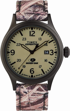 Timex x Mossy Oak Men's Expedition Scout 40mm Watch  Shadow Grass Blades Camo Fabric & Leather Strap