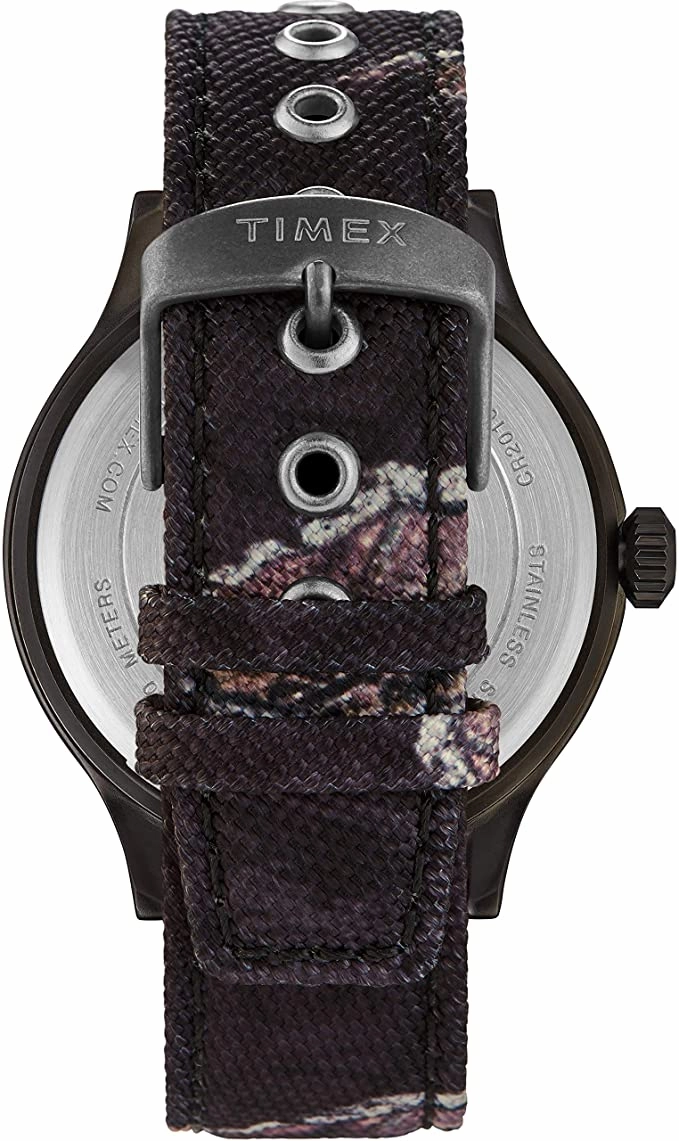 Timex x Mossy Oak Men's Expedition Scout 43mm Watch  Eclipse Camo Fabric & Leather Strap