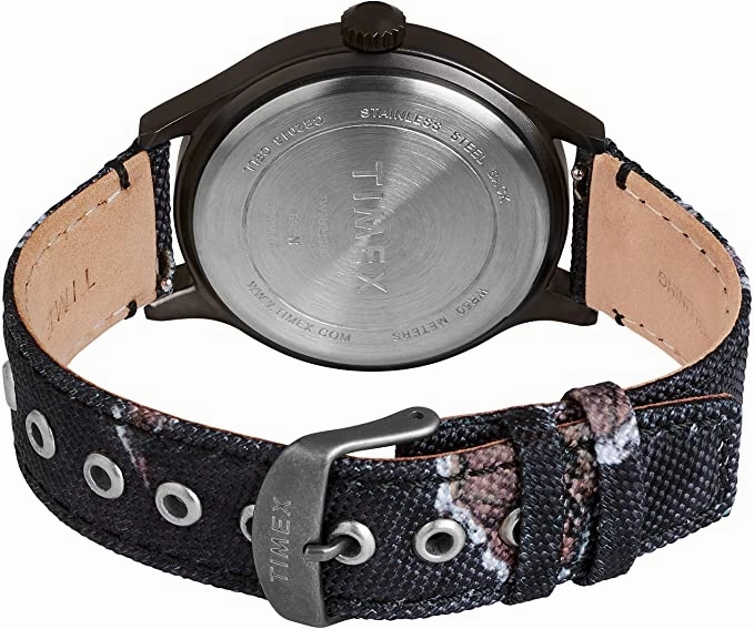 Timex x Mossy Oak Men's Expedition Scout 43mm Watch  Eclipse Camo Fabric & Leather Strap