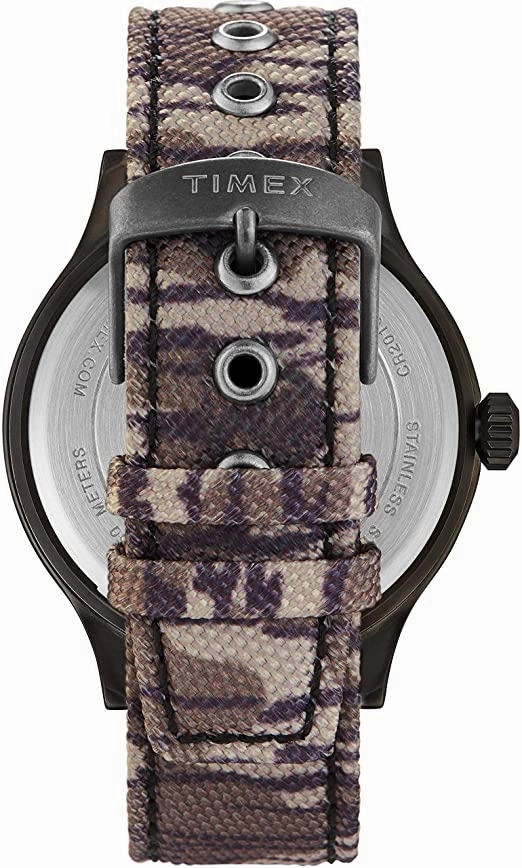 Timex x Mossy Oak Men's Expedition Scout 43mm Watch  Original Bottomland Camo Fabric & Leather Strap