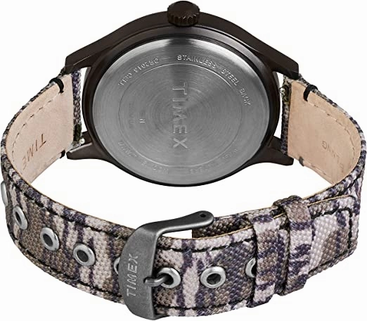 Timex x Mossy Oak Men's Expedition Scout 43mm Watch  Original Bottomland Camo Fabric & Leather Strap