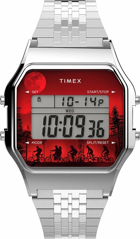 Timex X Stranger Things Watch Timex T80 34mm Stainless Steel TW2V50900YB