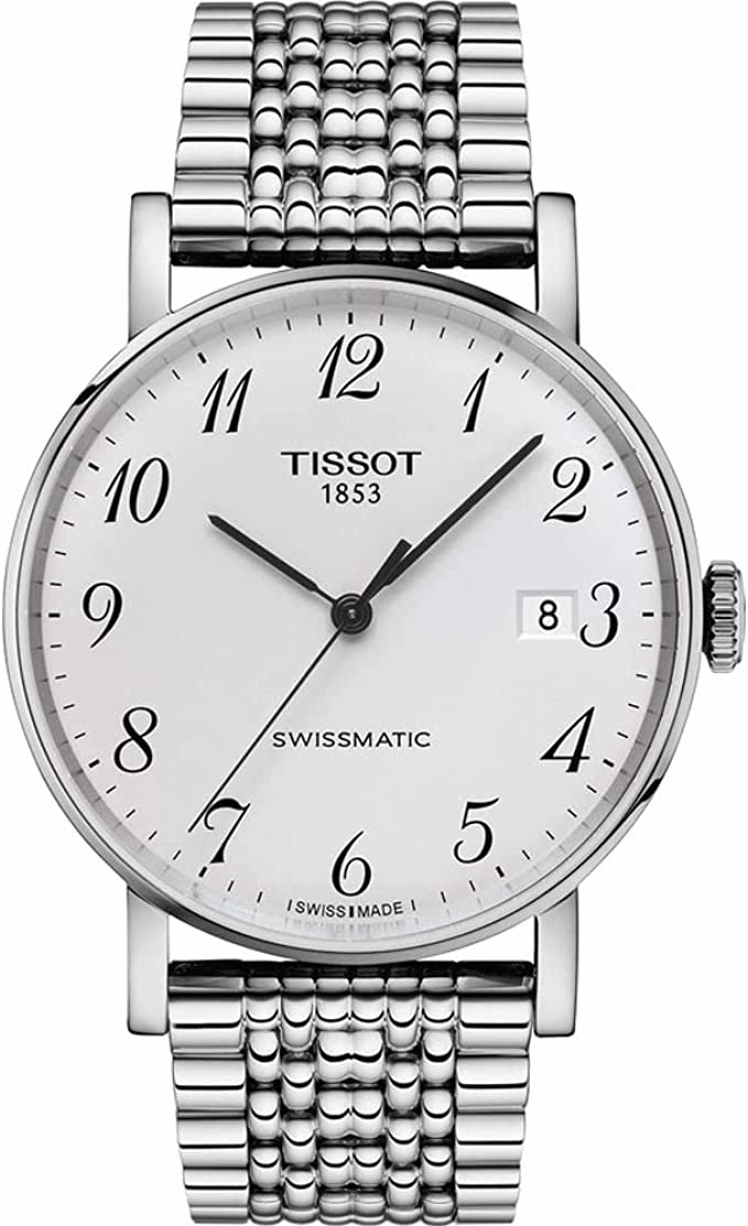 Tissot Everytime Swissmatic 316L Stainless Steel case Swiss Automatic Watch Strap, Grey, 21 (Model: T1094071103200)
