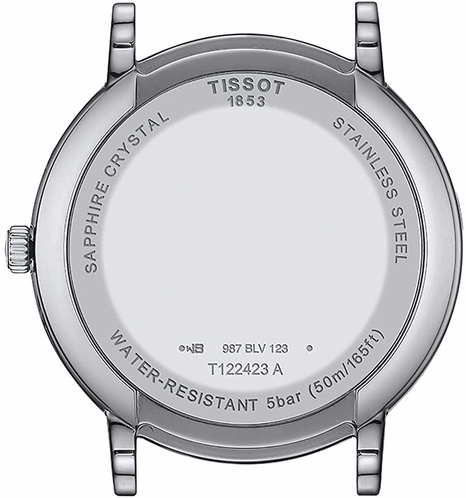 Tissot Men's Carson Moonphase 316L Stainless Steel case Swiss Quartz Watch Strap, Gray, 20 (Model: T1224231103300)