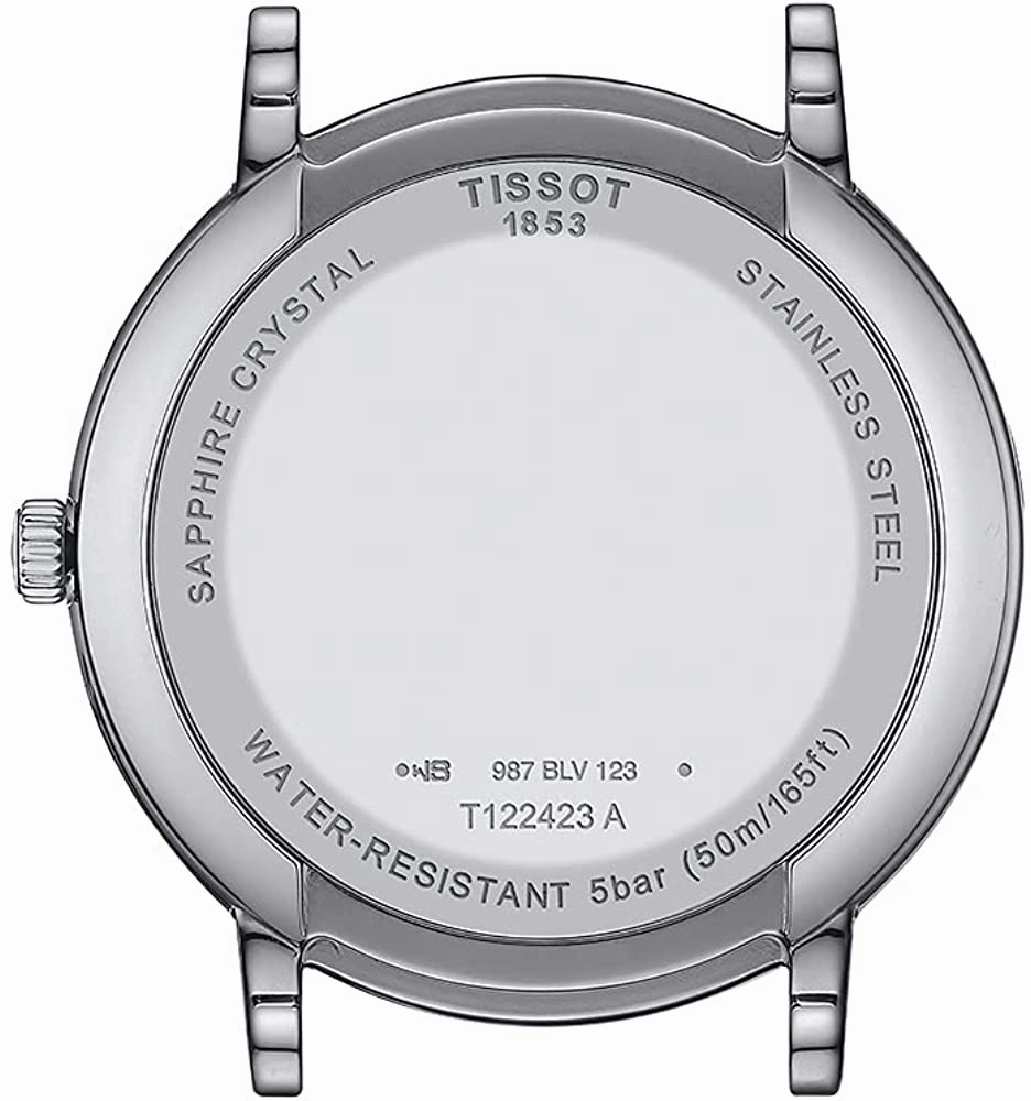 Tissot Men's Carson Moonphase 316L Stainless Steel case Swiss Quartz Watch with Leather Strap, Blue, 20 (Model: T1224231604300)