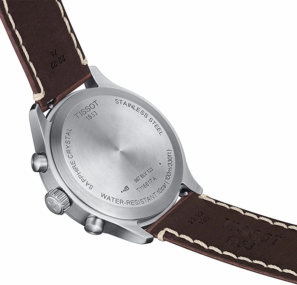 Tissot Men's Chrono XL Vintage 316L Stainless Steel case Swiss Quartz Watch with Leather Strap, Brown, 22 (Model: T1166171604200)