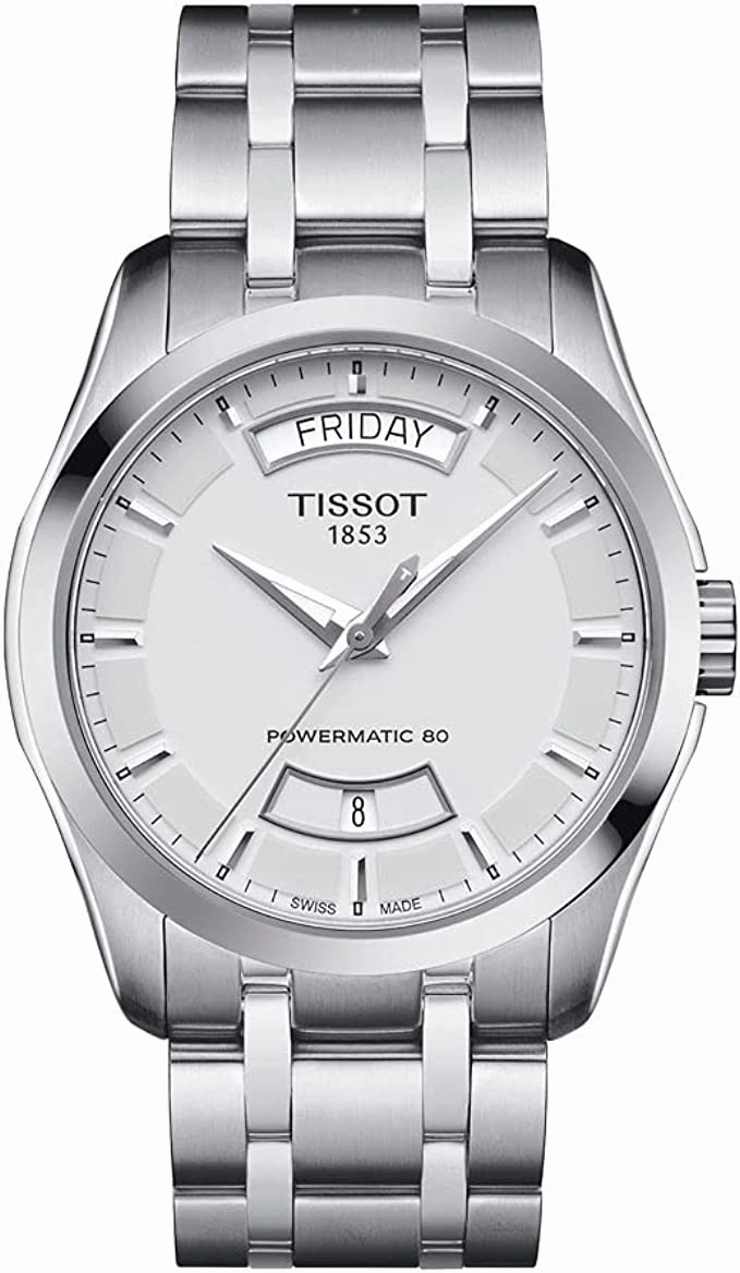 Tissot Men's Couturier 316L Stainless Steel case Swiss Automatic Watch Strap, Grey, 22 (Model: T0354071103101)