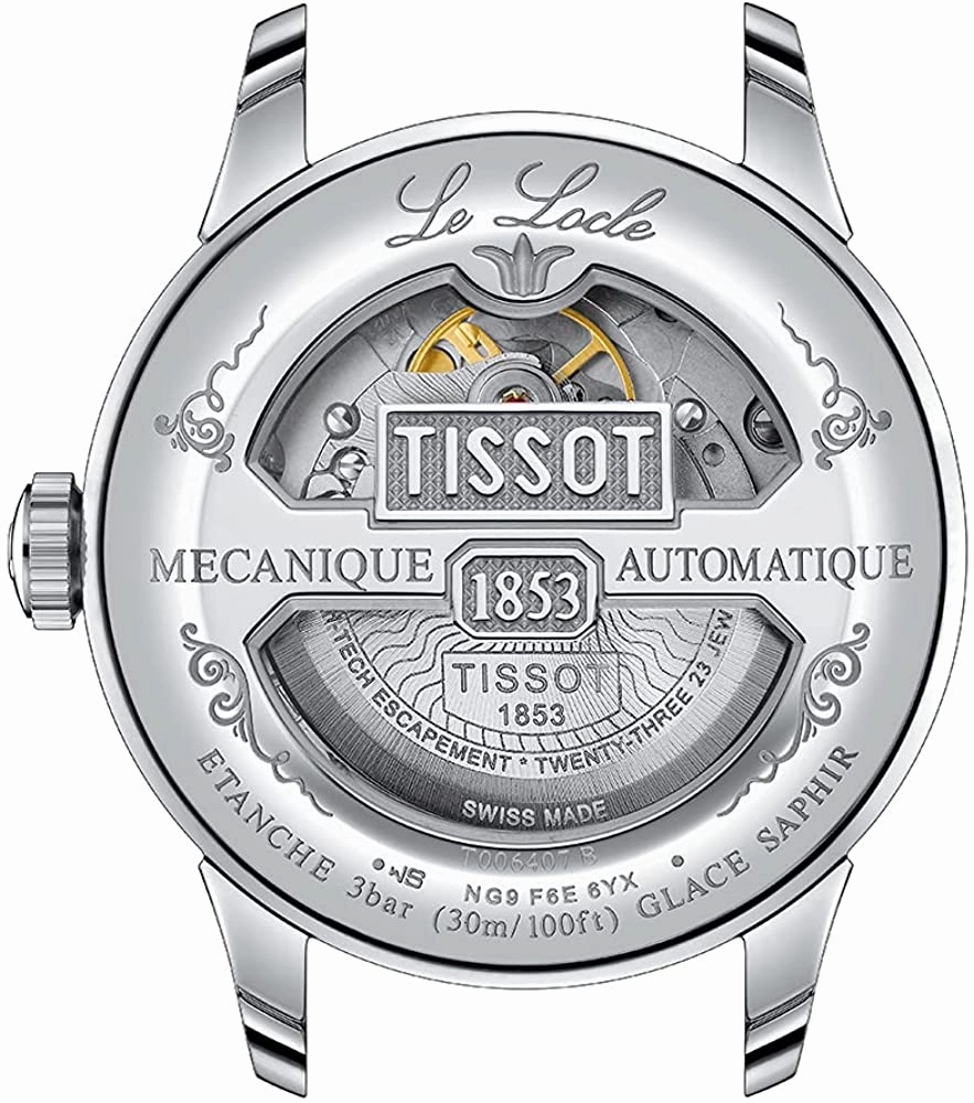 Tissot Men's Le Locle 316L Stainless Steel case Swiss Automatic Watch Strap, Gray, 20 (Model: T0064071104300)