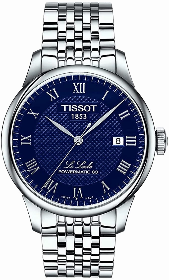 Tissot Men's Le Locle 316L Stainless Steel case Swiss Automatic Watch Strap, Gray, 20 (Model: T0064071104300)