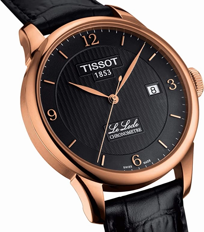 Tissot Men's Le Locle COSC Stainless Steel Swiss Automatic Watch with Leather Calfskin Strap, Black, 18 T0064083605700