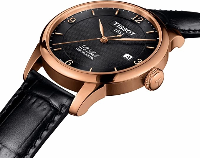 Tissot Men's Le Locle COSC Stainless Steel Swiss Automatic Watch with Leather Calfskin Strap, Black, 18 T0064083605700