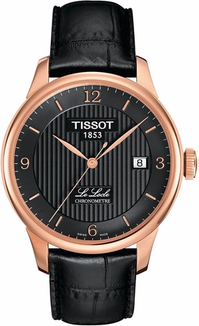 Tissot Men's Le Locle COSC Stainless Steel Swiss Automatic Watch with Leather Calfskin Strap, Black, 18 T0064083605700