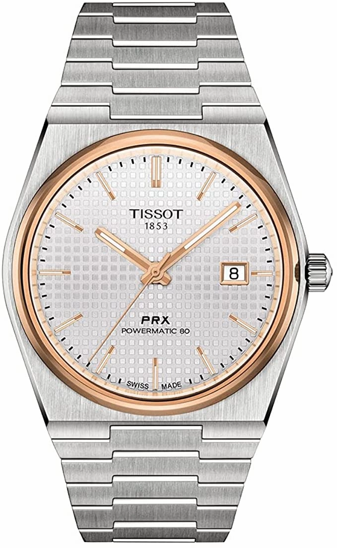 Tissot Men's PRX Swiss Automatic Dress Watch with Stainless Steel Strap, Grey, 12 (Model: T1374072103100)