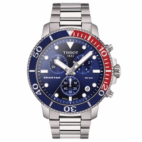 Tissot Men's Quartz Watch - Seastar 1000 Blue and Red Rotating Bezel | T1204171104103