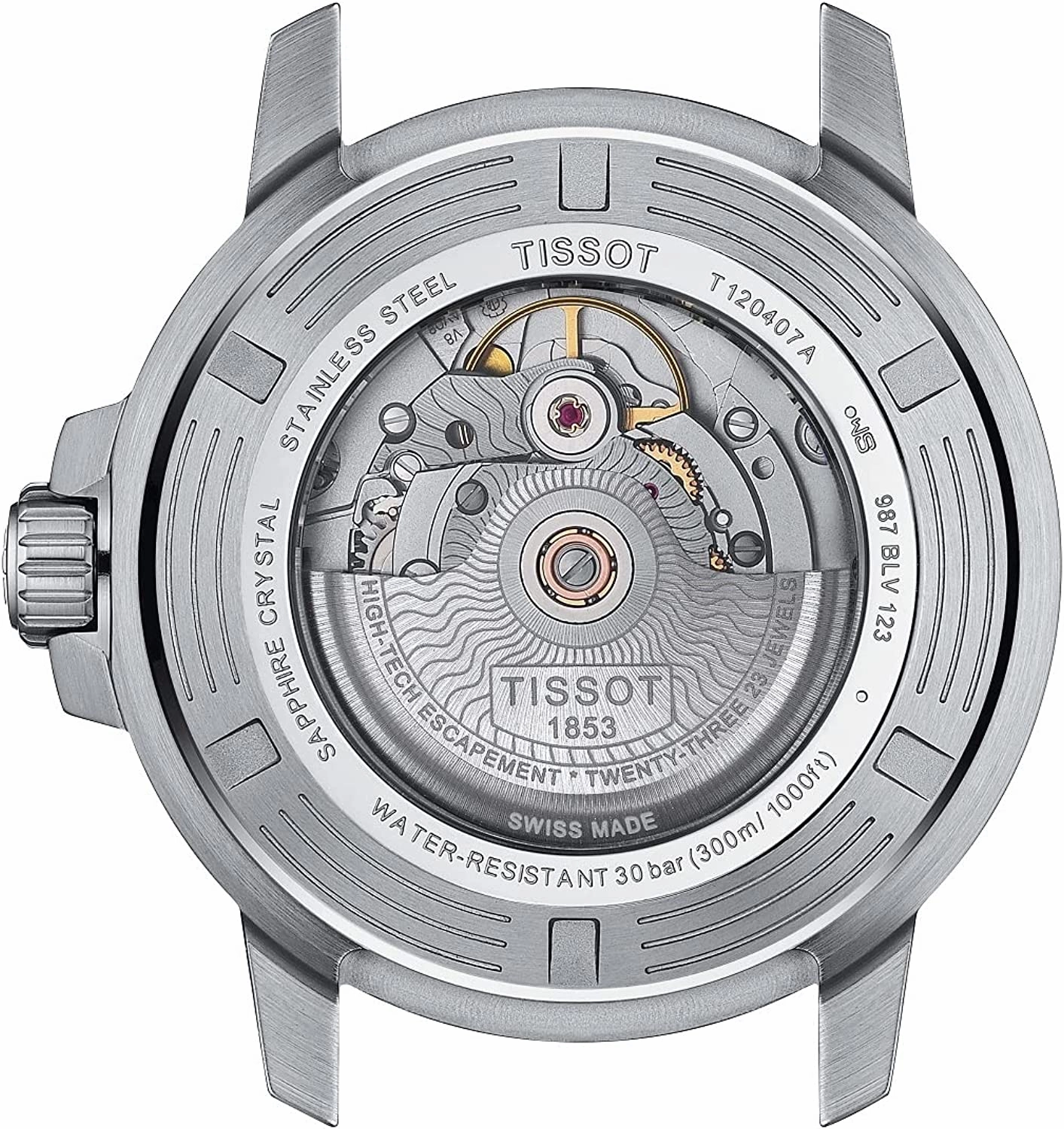 Tissot Men's Seastar 1000 Powermatic 80 316L Stainless Steel case Swiss Automatic Watch Strap, Grey, 21 (Model: T1204071108101)