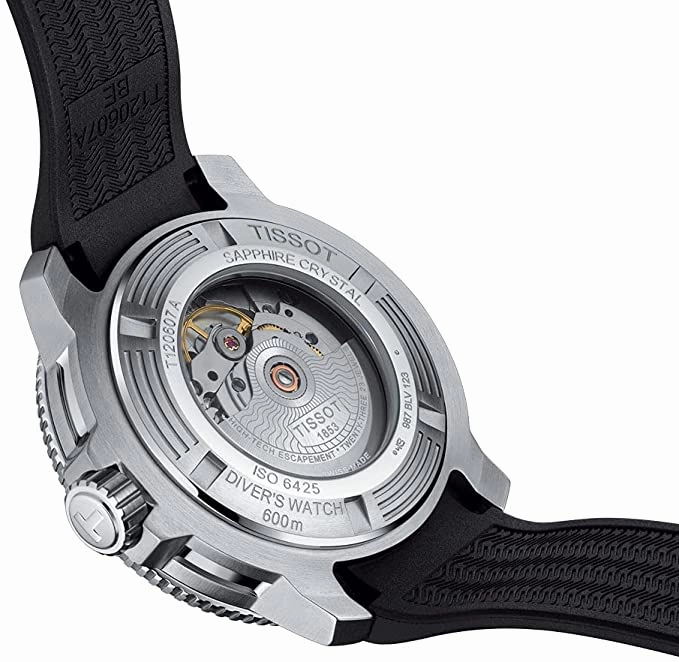 Tissot Men's Seastar 2000 Professional Stainless Steel Swiss Automatic Diving Watch with Rubber Strap, Black, 22 (Model: T1206071744100)