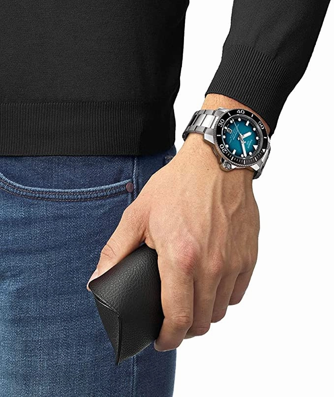 Tissot Men's Seastar 2000 Professional Swiss Automatic Diving Watch with Stainless Steel Strap, Grey, 22 (Model: T1206071104100)
