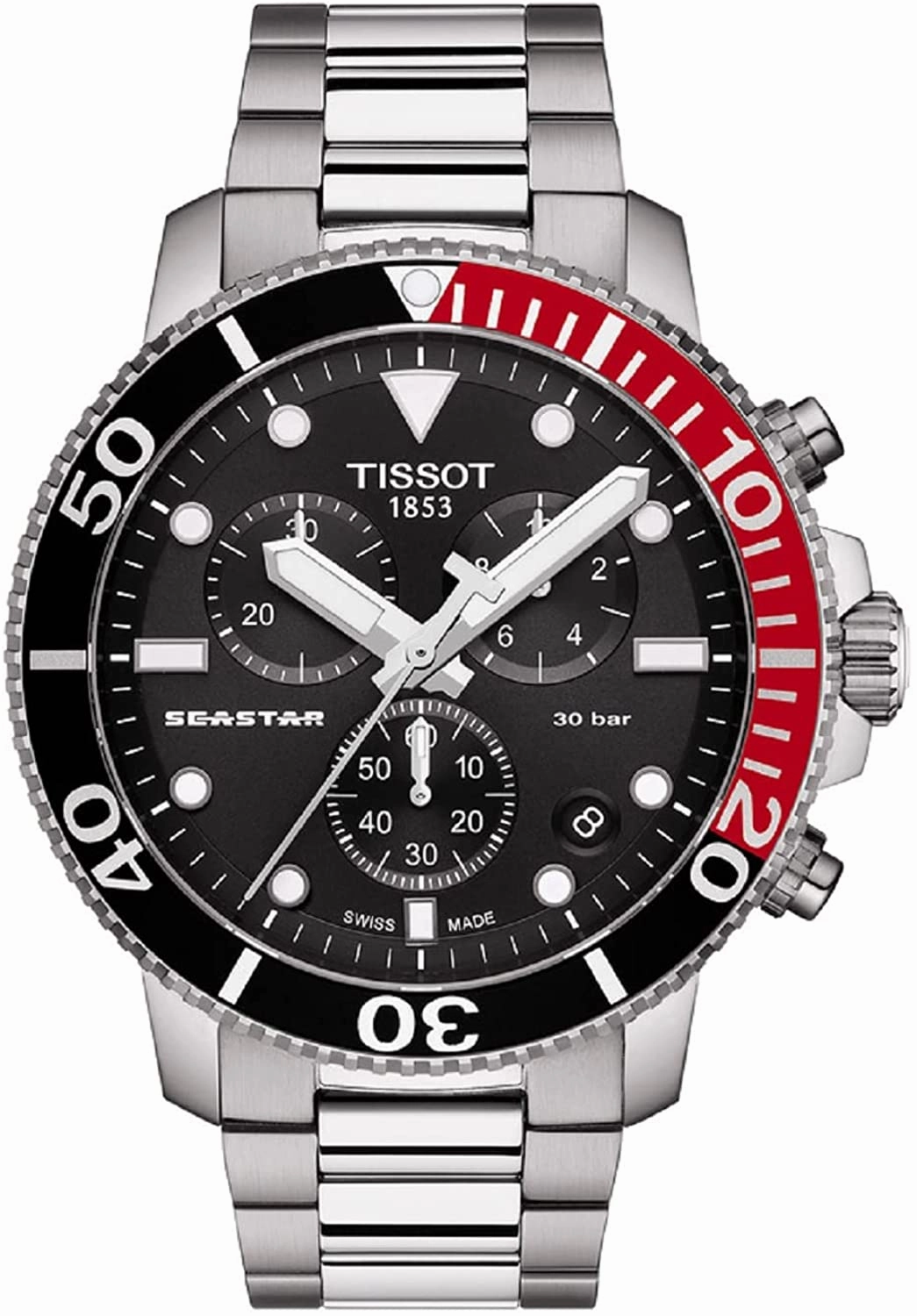Tissot Men's Seastar 660/1000 316L Stainless Steel case Swiss Quartz Strap, Grey, 22 Casual Watch (Model: T1204171105101)