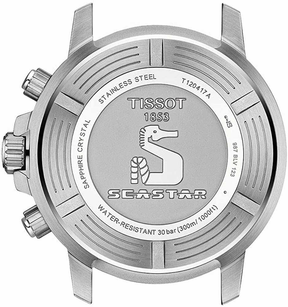 Tissot Men's Seastar 660/1000 Stainless Steel Swiss Quartz Rubber Strap, Black, 22 Casual Watch (Model: T1204171705102)