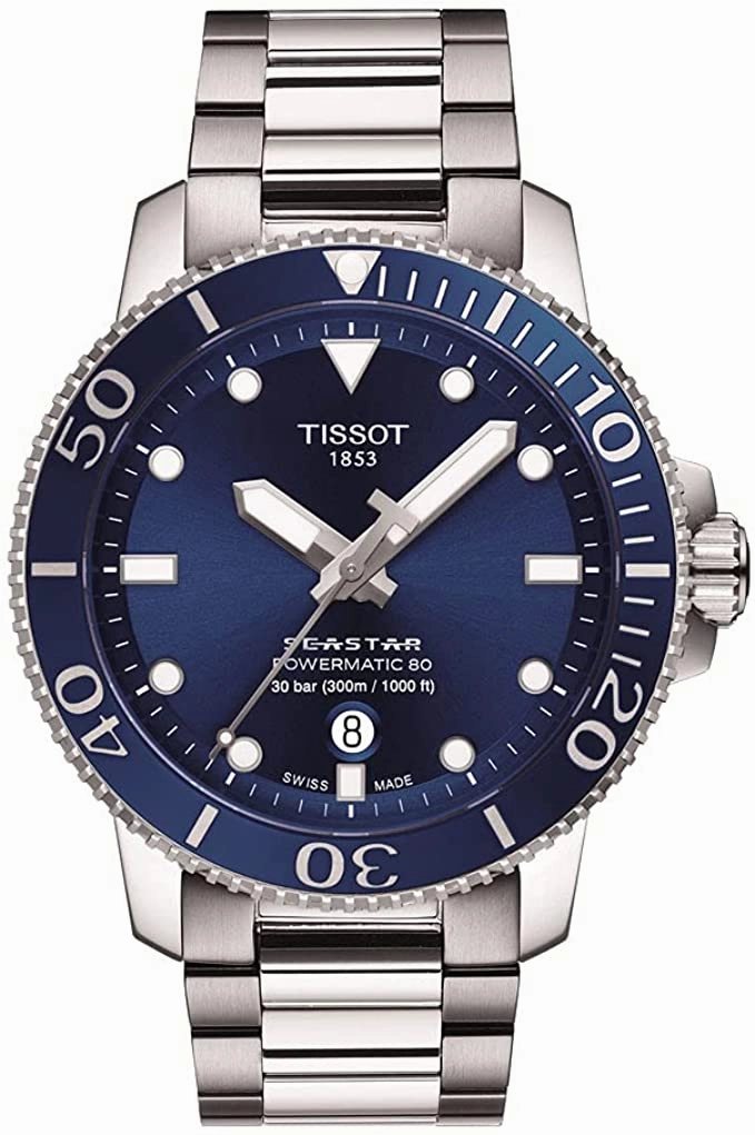 Tissot Men's Seastar 660/1000 Swiss Automatic Stainless Steel Strap, Grey, 21 Casual Watch (Model: T1204071104103)