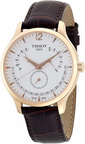 Tissot Men's T0636373603700 Tradition Rose Gold Watch with Embossed Band