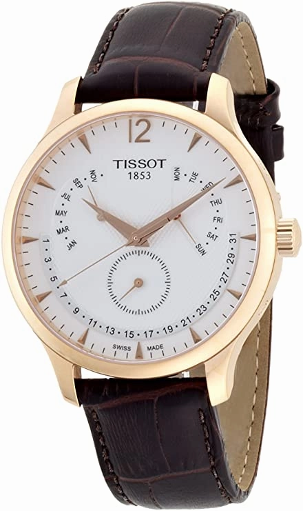 Tissot Men's T0636373603700 Tradition Rose Gold Watch with Embossed Band