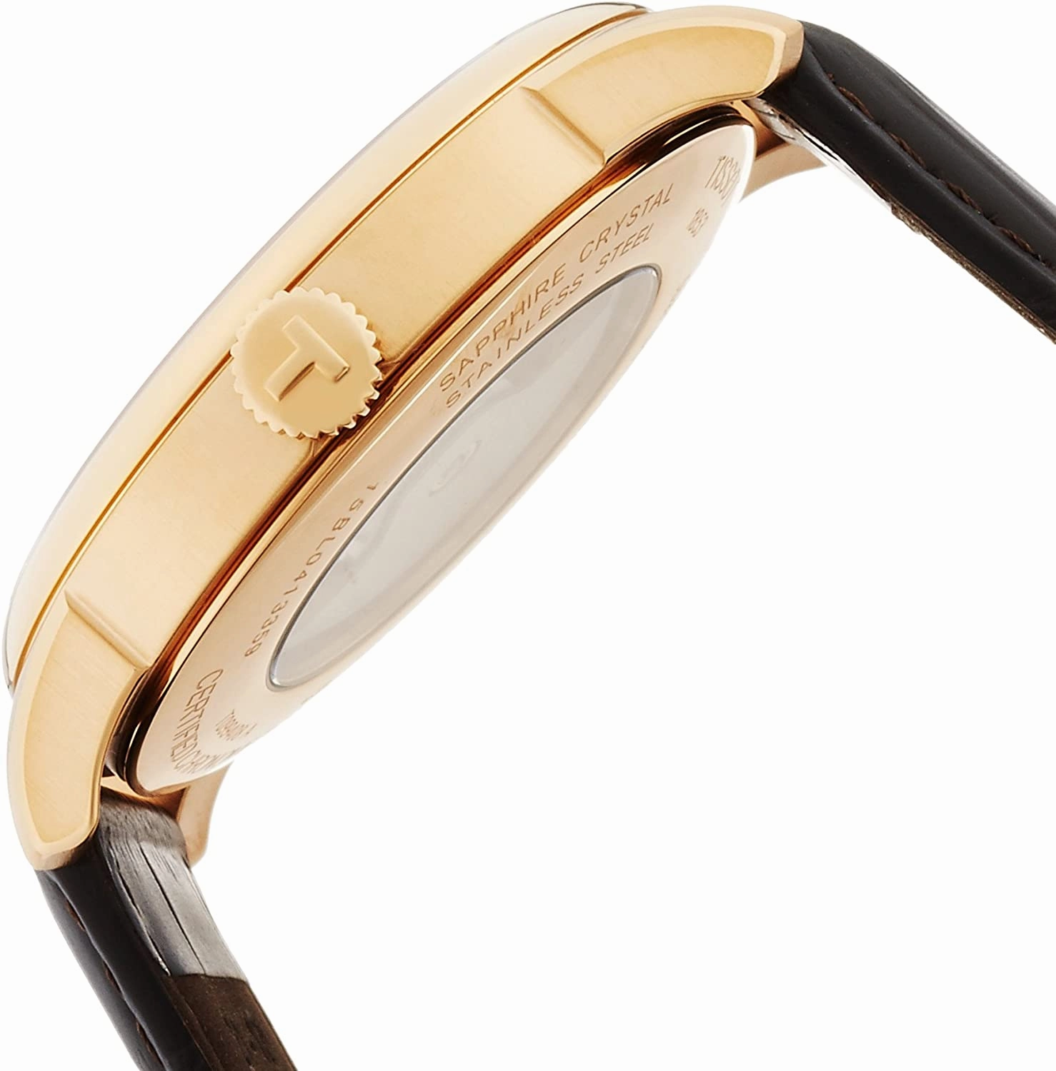 Tissot Mens Chemin des Tourelles Powermatic 80 COSC 316L Stainless Steel case with Rose Gold PVD Coating Swiss Automatic Watch, Brown, Leather, 21 (T0994083603800)