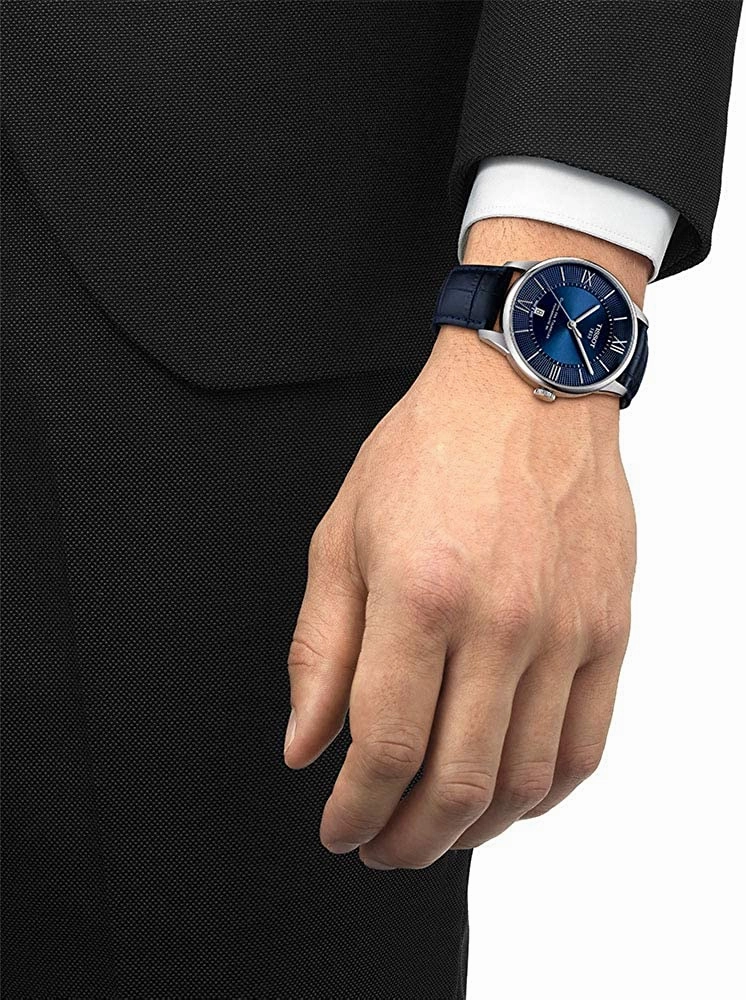 Tissot mens Chemin des Tourelles Stainless Steel Dress Watch Blue T0994071604800