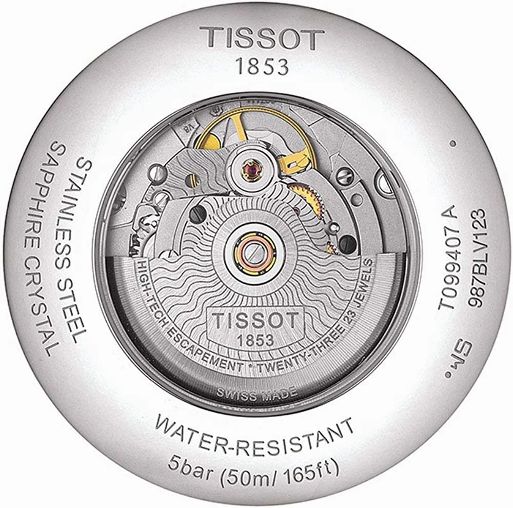 Tissot mens Chemin des Tourelles Stainless Steel Dress Watch Blue T0994071604800