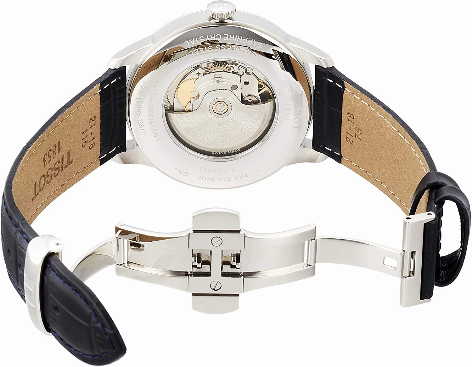 Tissot mens Chemin des Tourelles Stainless Steel Dress Watch Blue T0994071604800