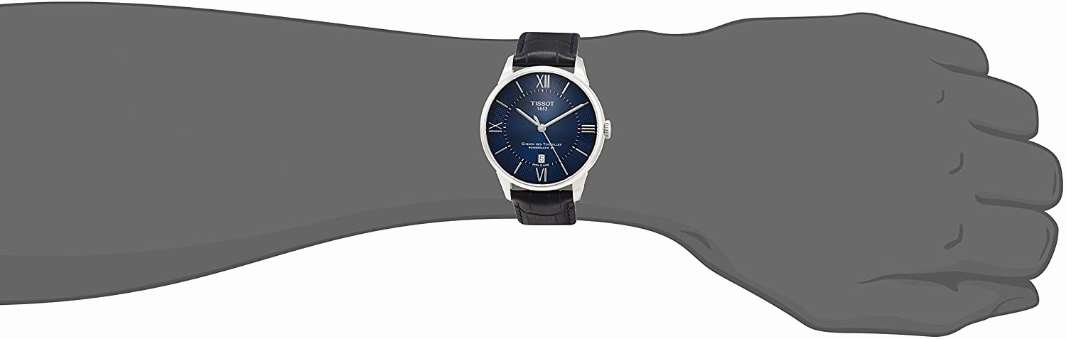 Tissot mens Chemin des Tourelles Stainless Steel Dress Watch Blue T0994071604800