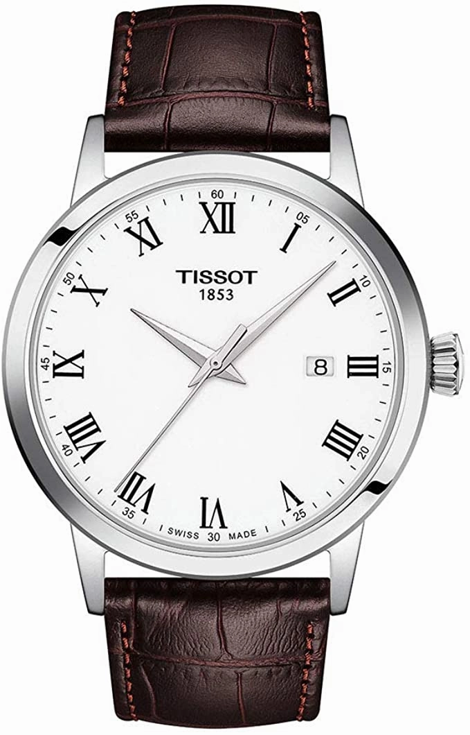 Tissot mens Classic Dream Stainless Steel Dress Watch Brown T1294101601300