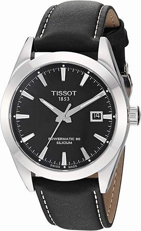 Tissot mens Gentleman Stainless Steel Dress Watch Black T1274071605100