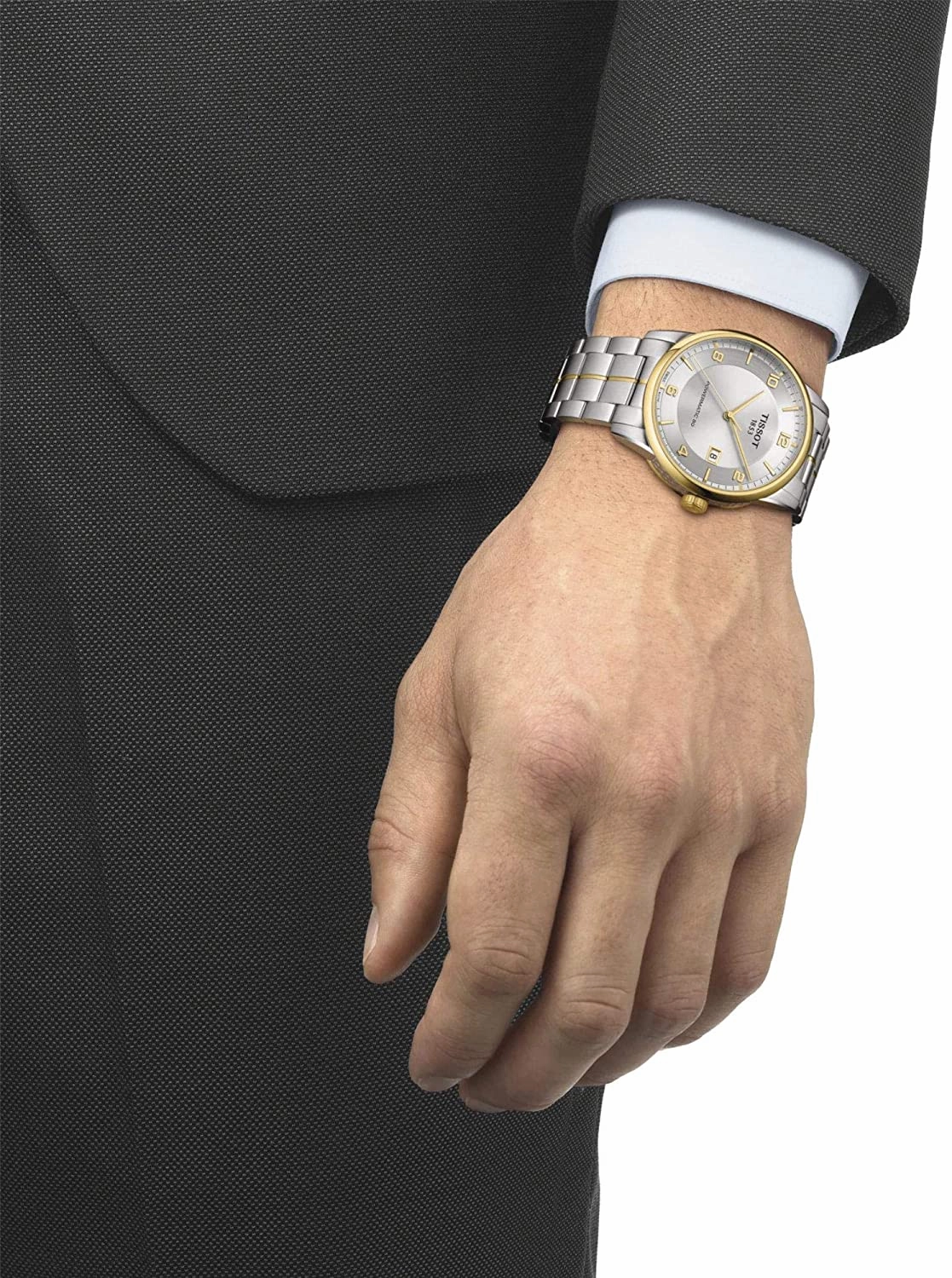 Tissot Mens Luxury Stainless Steel Dress Watch Yellow Gold 1N14,Grey T0864072203700