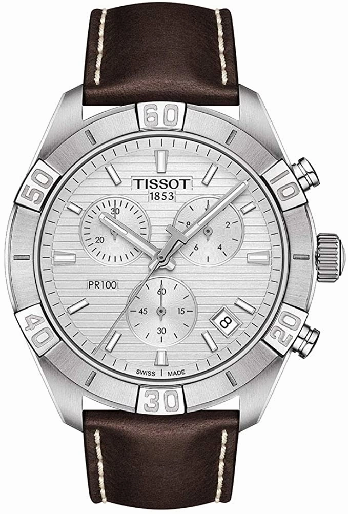 Tissot mens PR 100 Chrono Classic Stainless Steel Dress Watch Brown T1016171603100