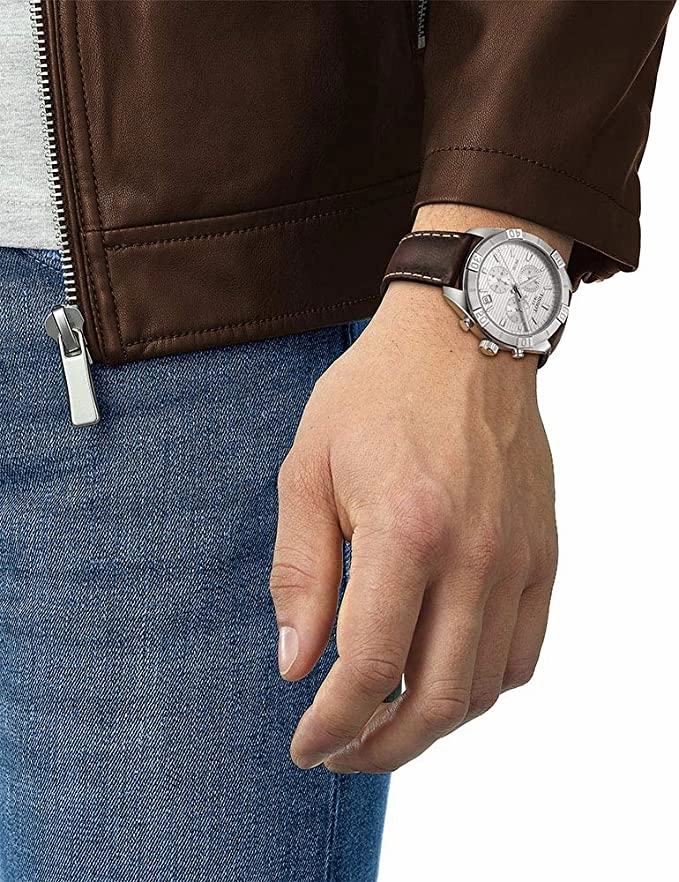 Tissot mens PR 100 Chrono Classic Stainless Steel Dress Watch Brown T1016171603100