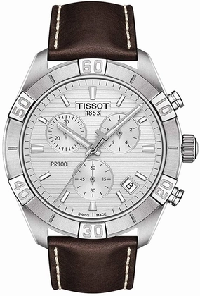 Tissot mens PR 100 Chrono Classic Stainless Steel Dress Watch Brown T1016171603100