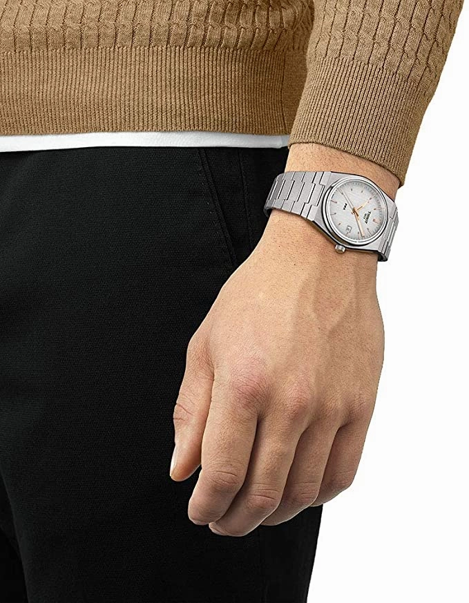 Tissot mens PRX 316L stainless steel case Dress Watch Grey T1374101103100