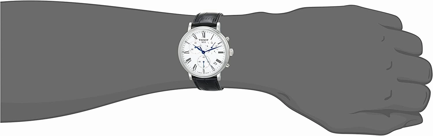 Tissot Mens Tissot Carson Premium Chronograph 316L Stainless Steel case Swiss Quartz Watch, Black, Leather, 20 (T1224171603300)