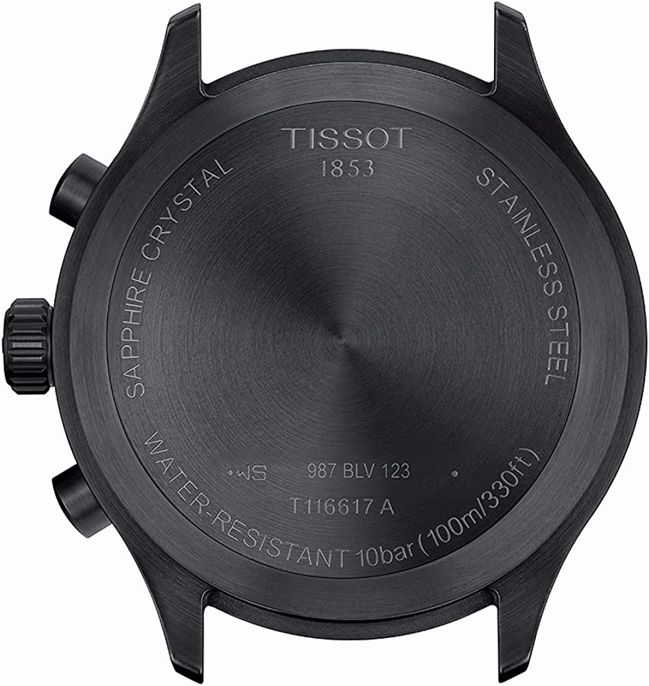 Tissot Mens Tissot Chrono XL Vintage 316L Stainless Steel case with Black PVD Coating Swiss Quartz Watch, Black, Leather, 22 (T1166173605200)