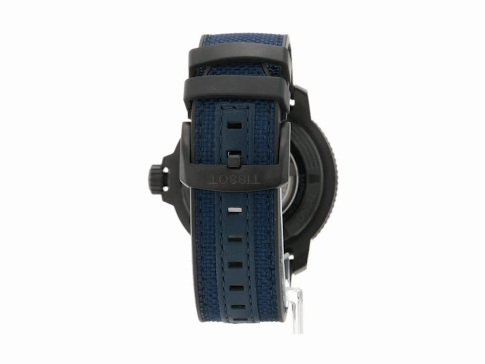 Tissot Mens Tissot Seastar 2000 Professional Powermatic 80 316L Stainless Steel case with Black PVD Coating Automatic Watch, Blue/Black, Rubber, 22 (T1206073704100)