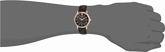 Tissot Mens Tradition Automatic Small Second 316L Stainless Steel case with Rose Gold PVD Coating Automatic Watch, Brown, Leather