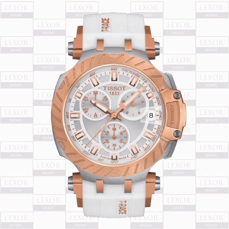 TISSOT T1154172701101 T-RACE CHRONOGRAPH WHITE SILICONE STRAP MEN WATCHES