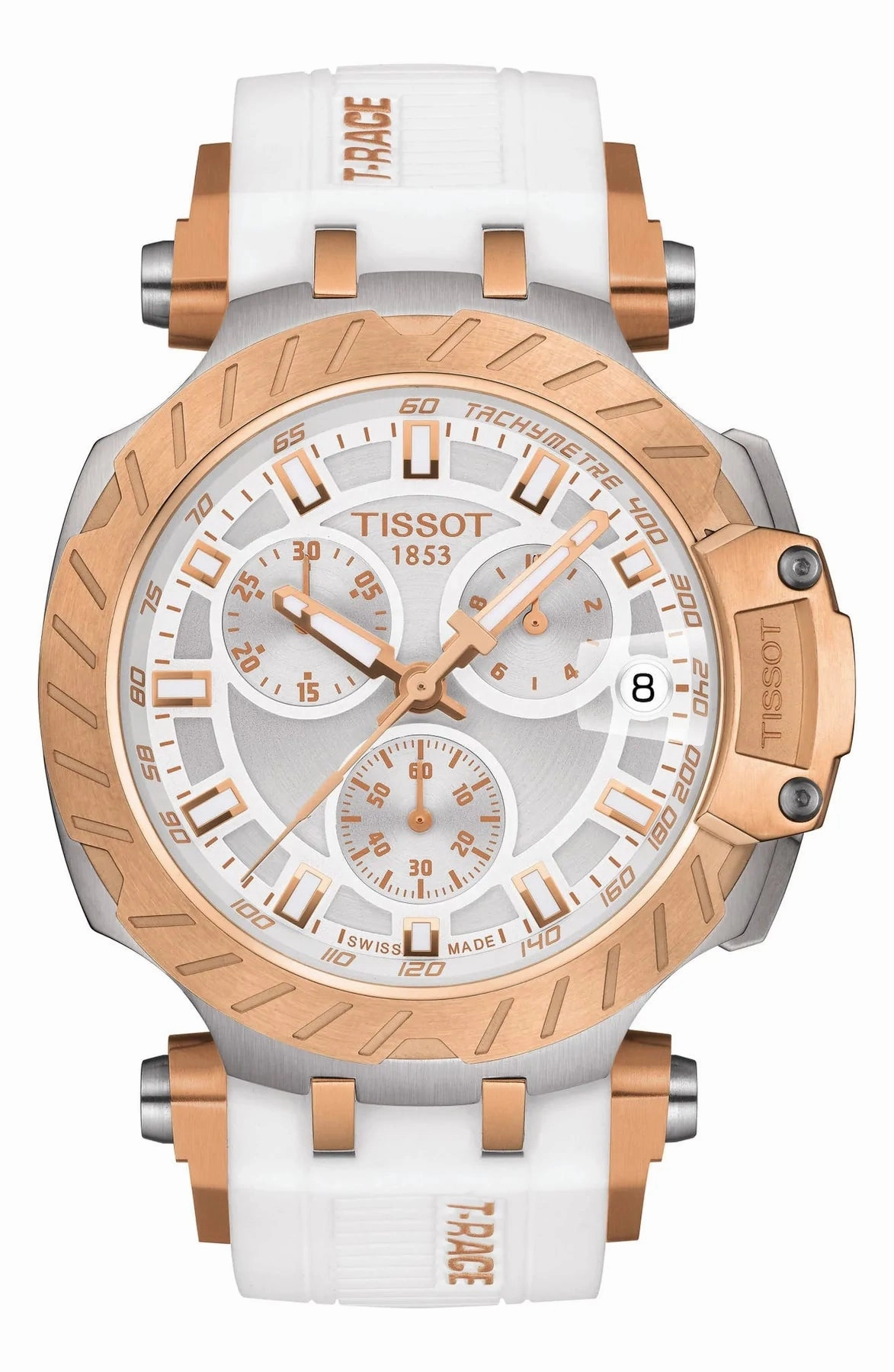 TISSOT T1154172701101 T-RACE CHRONOGRAPH WHITE SILICONE STRAP MEN WATCHES
