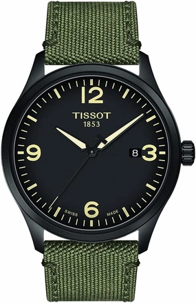 Tissot T1164103706700 Mens Gent XL 316L Stainless Steel case with Black PVD Coating Quartz Watch, Khaki, Textile